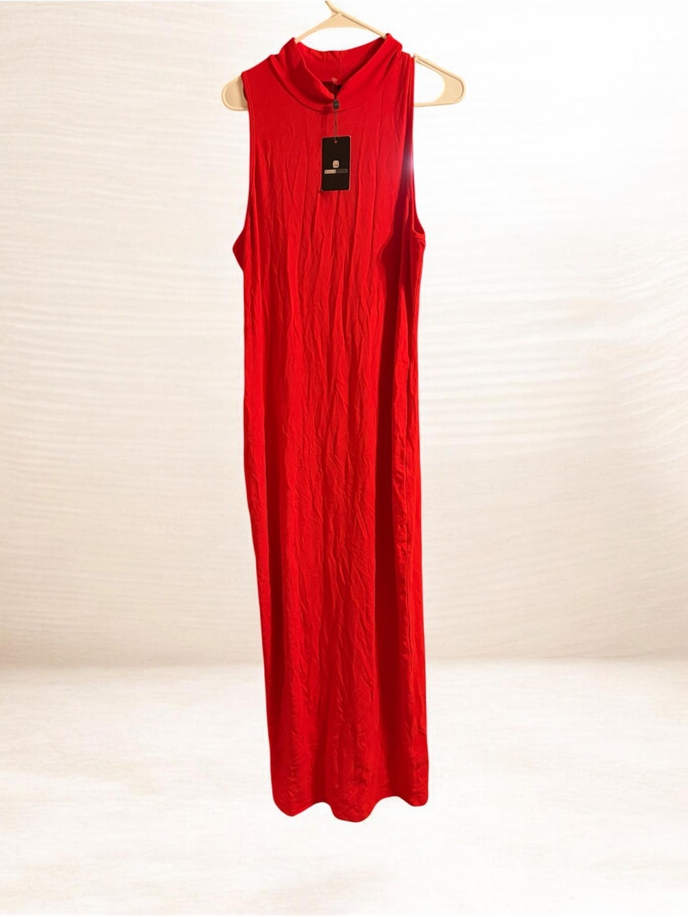 STYLEWE Red Sleeveless Maxi Dress with Mock Neck
